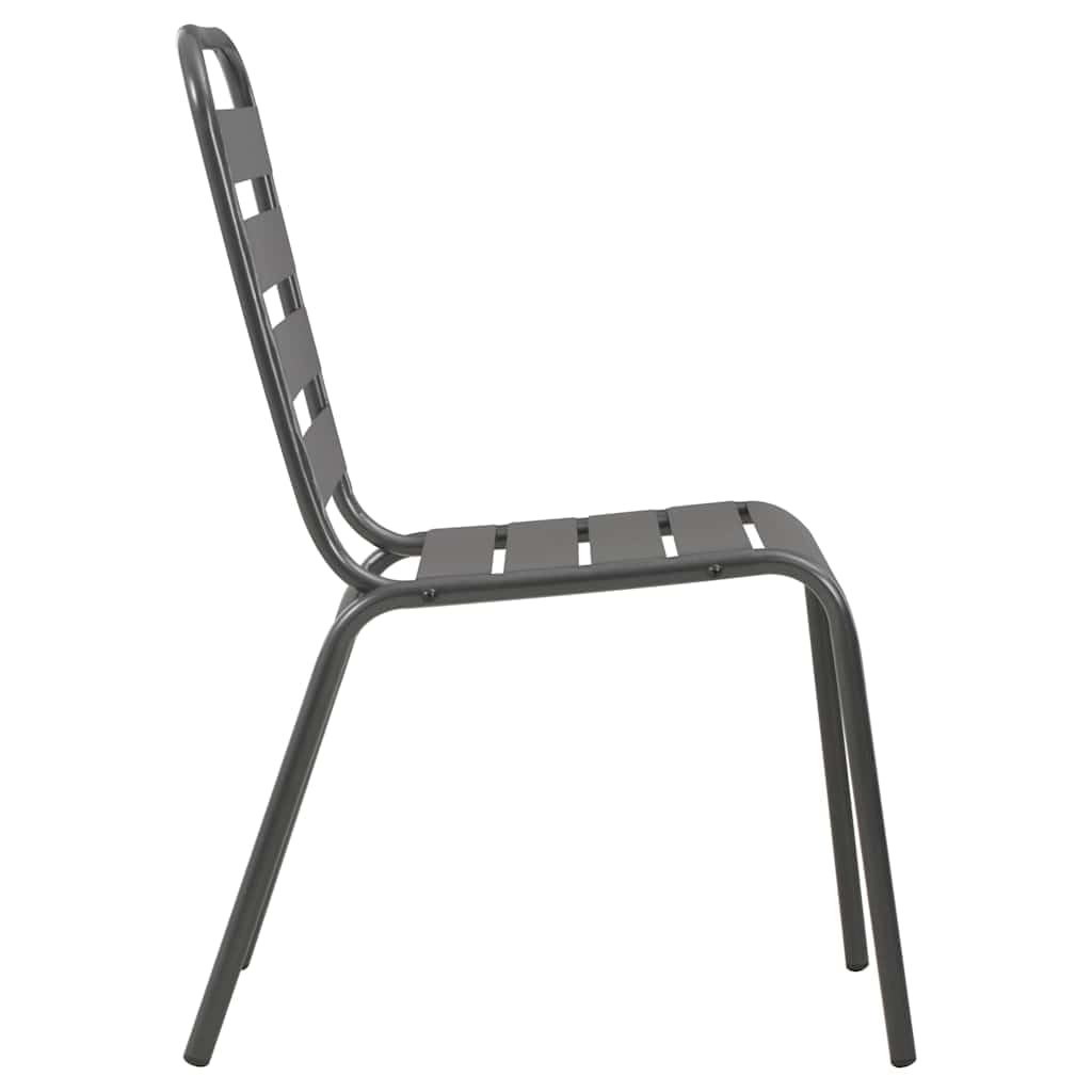 Stackable Patio Dining Chairs Set of 2 Dark Grey Steel E911339