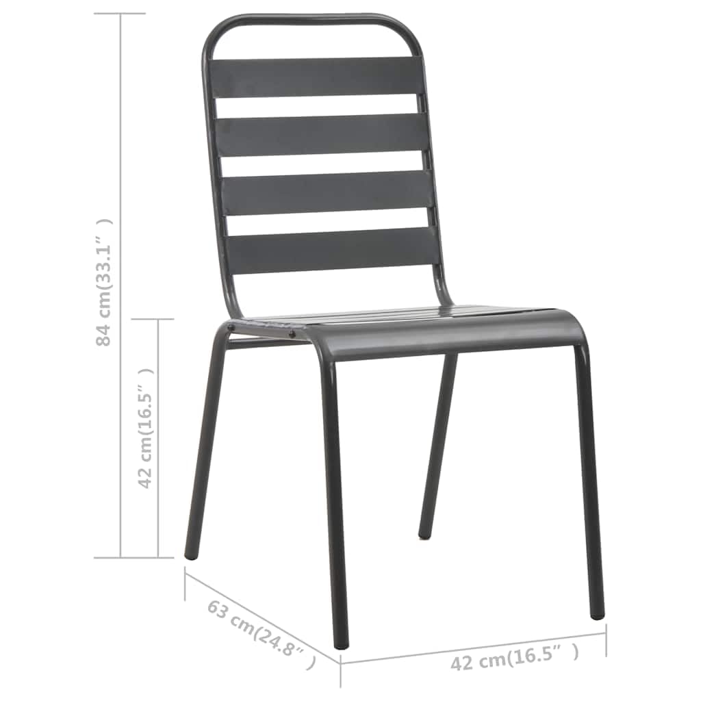 Stackable Patio Dining Chairs Set of 2 Dark Grey Steel E911339