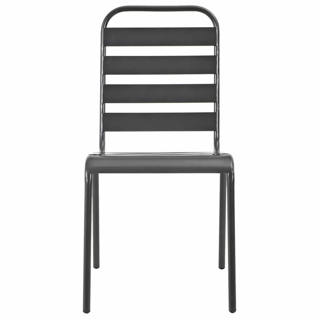 Stackable Patio Dining Chairs Set of 2 Dark Grey Steel E911339