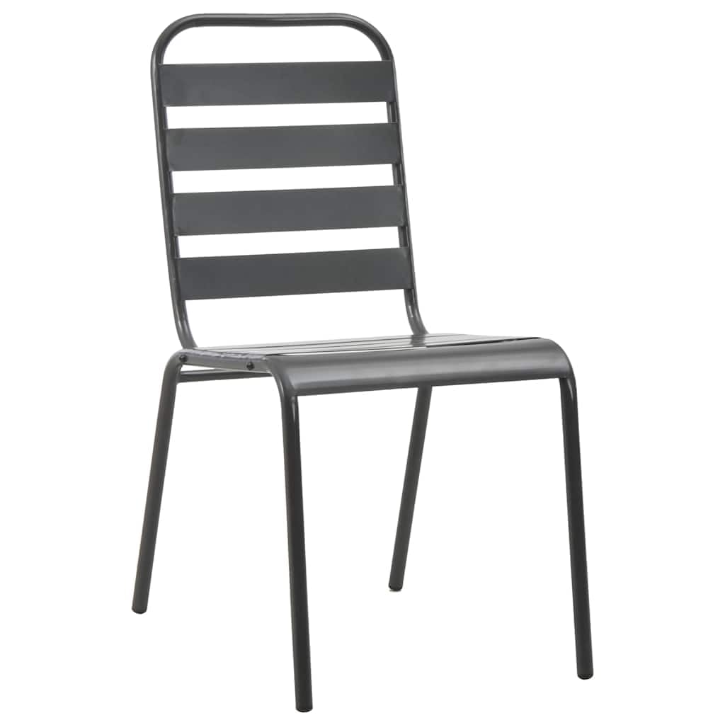 Stackable Patio Dining Chairs Set of 2 Dark Grey Steel E911339