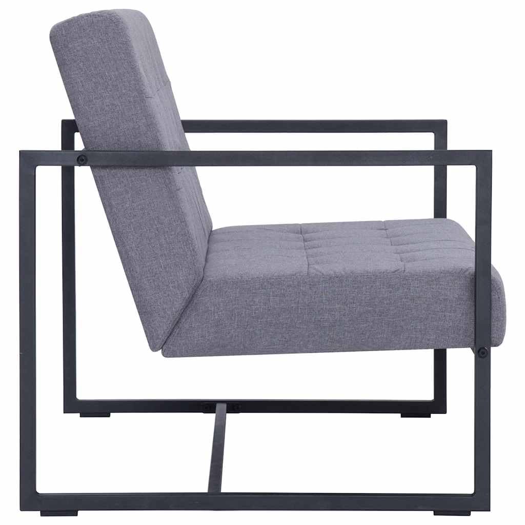 Light Gray Fabric 2 Seater Loveseat Sofa with Steel Legs F37911