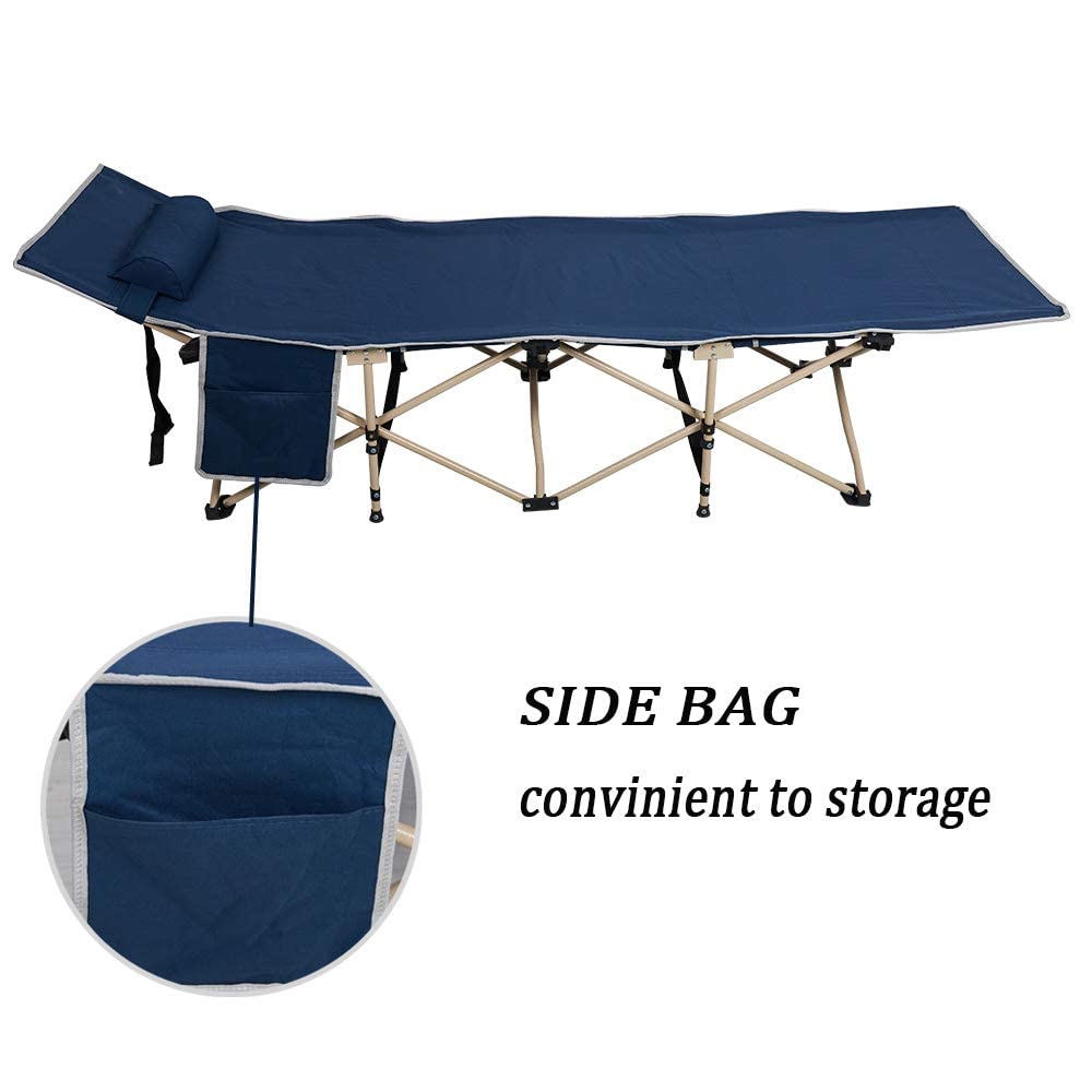 Folding Camping Cot with Carry Bag Pocket Pillow W637699