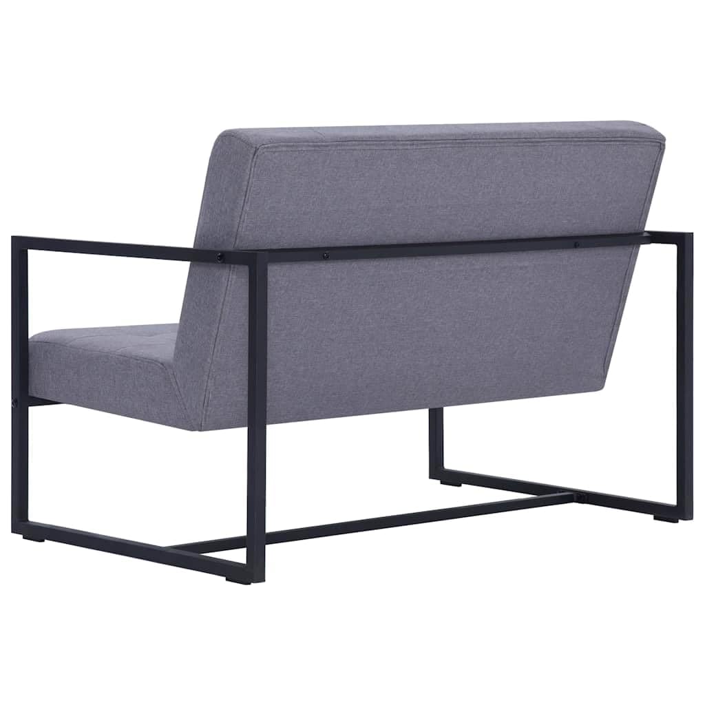 Light Gray Fabric 2 Seater Loveseat Sofa with Steel Legs F37911