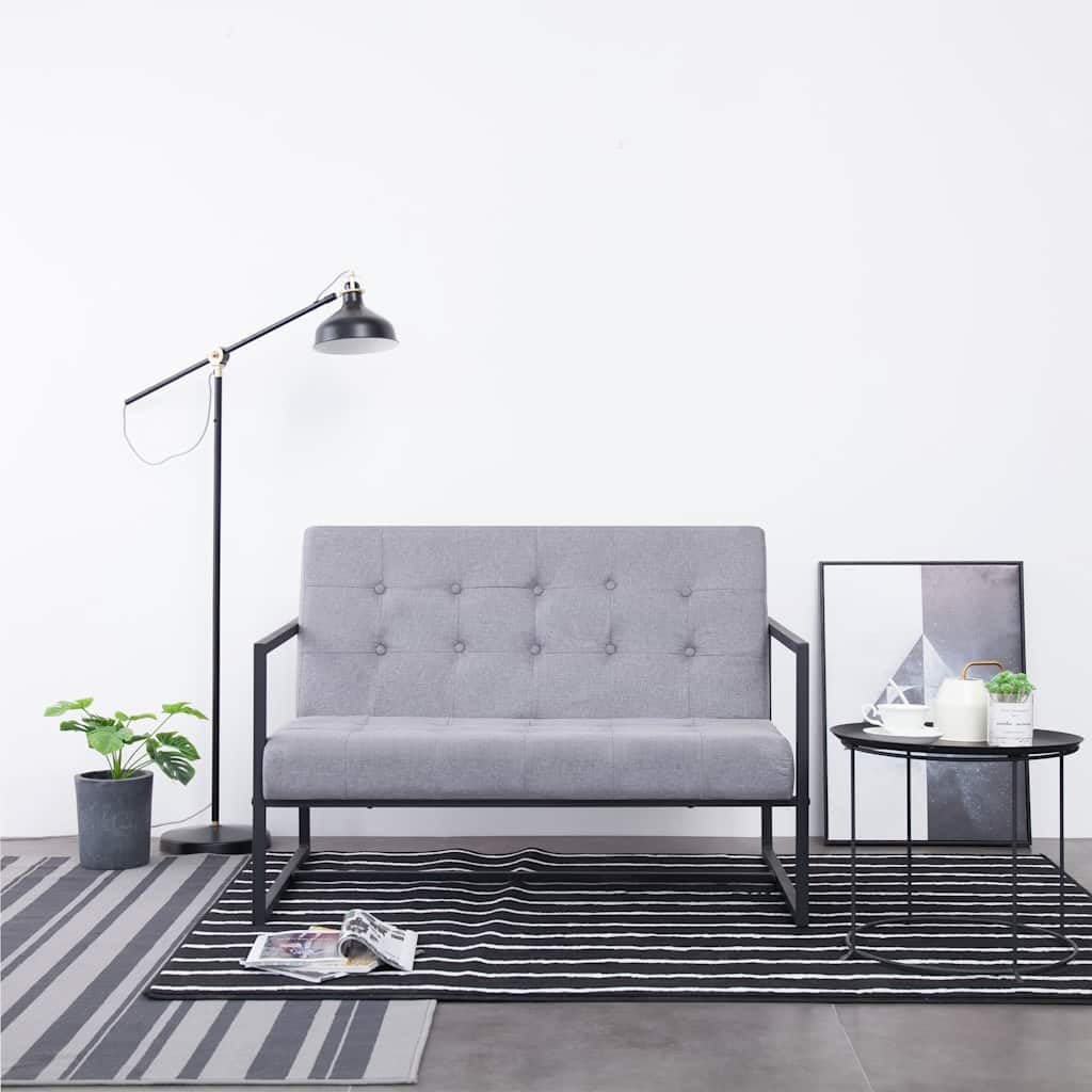 Light Gray Fabric 2 Seater Loveseat Sofa with Steel Legs F37911