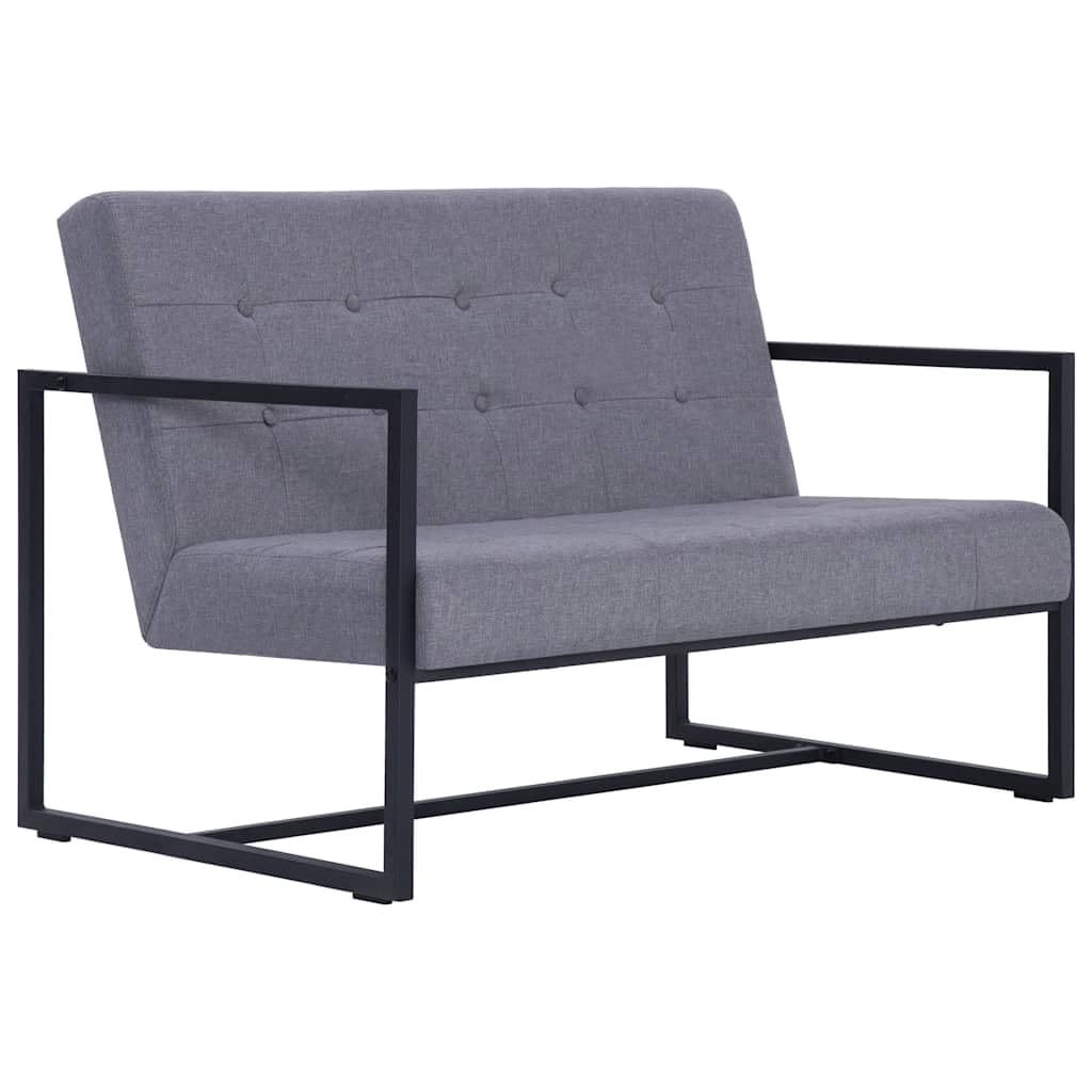 Light Gray Fabric 2 Seater Loveseat Sofa with Steel Legs F37911