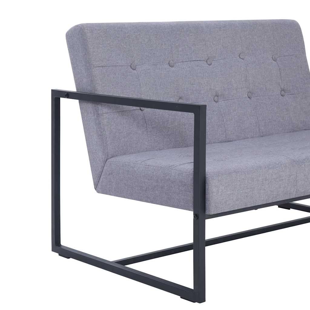 Light Gray Fabric 2 Seater Loveseat Sofa with Steel Legs F37911
