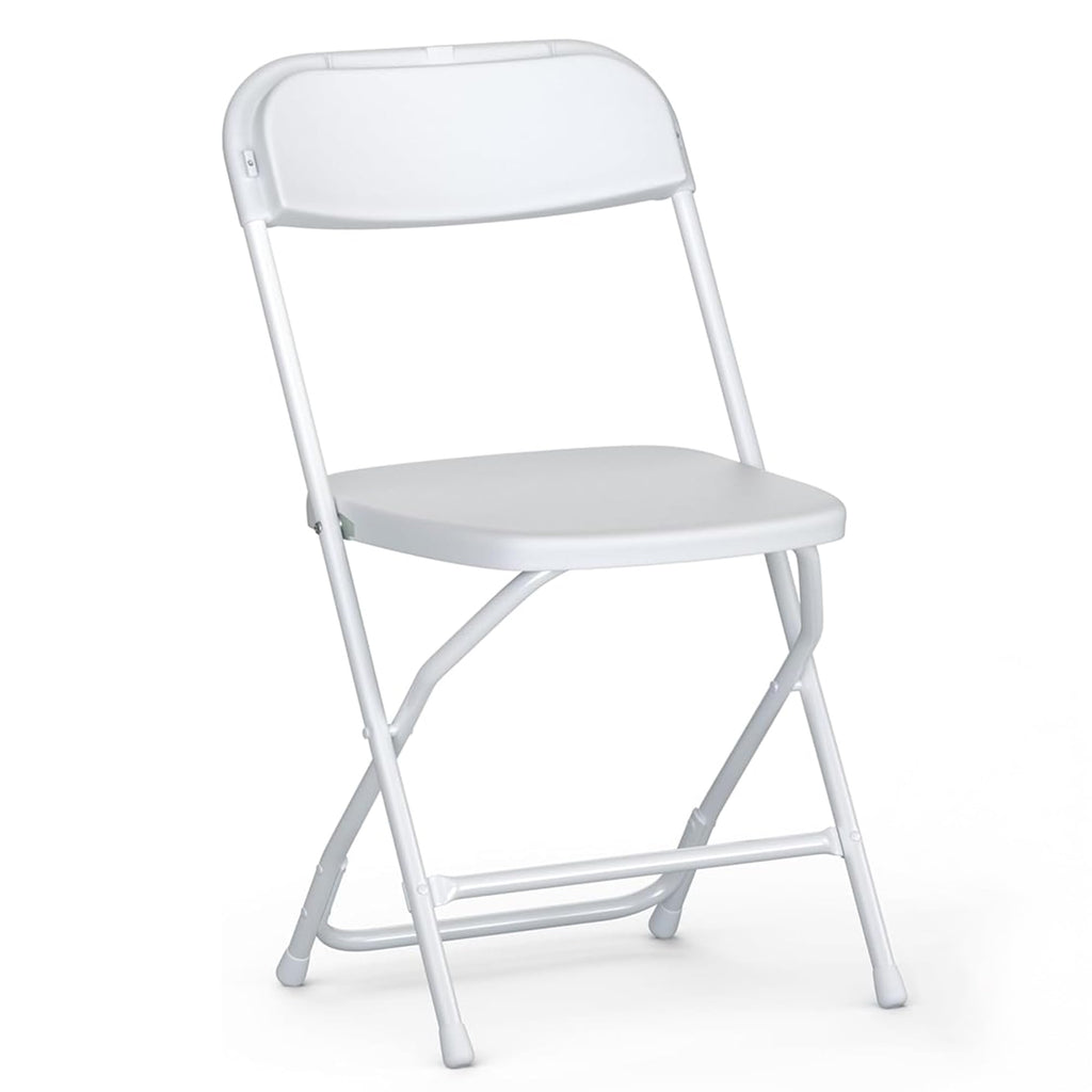 10 Pack White Plastic Folding Chairs with Steel Frame R9064