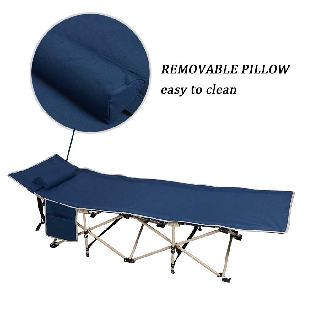 Folding Camping Cot with Carry Bag Pocket Pillow W637699