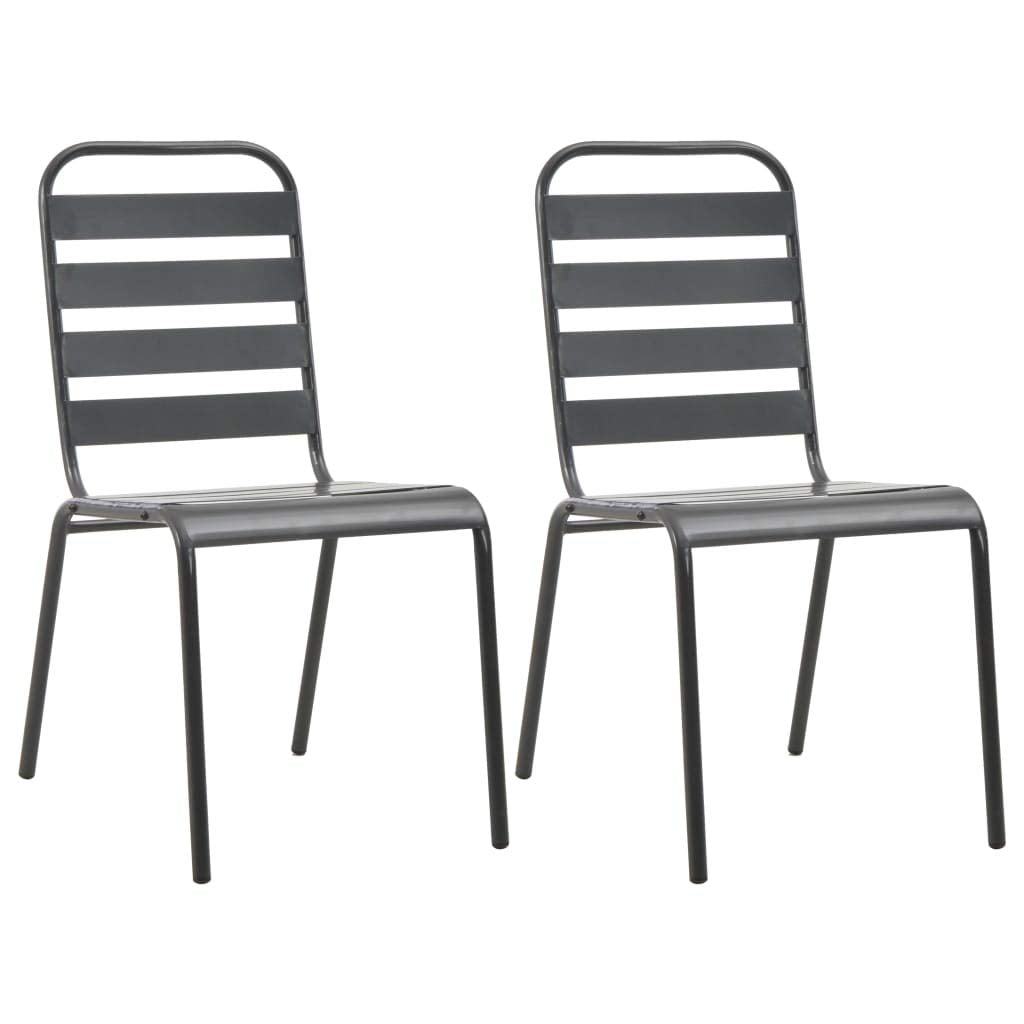 Stackable Patio Dining Chairs Set of 2 Dark Grey Steel E911339