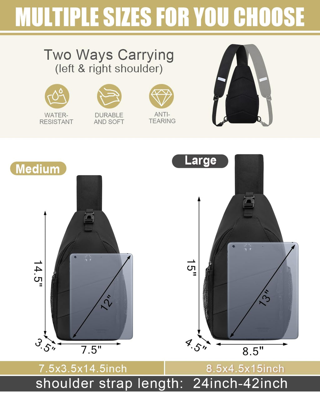 Crossbody Sling Bag with Convertible Shoulder Strap B71580