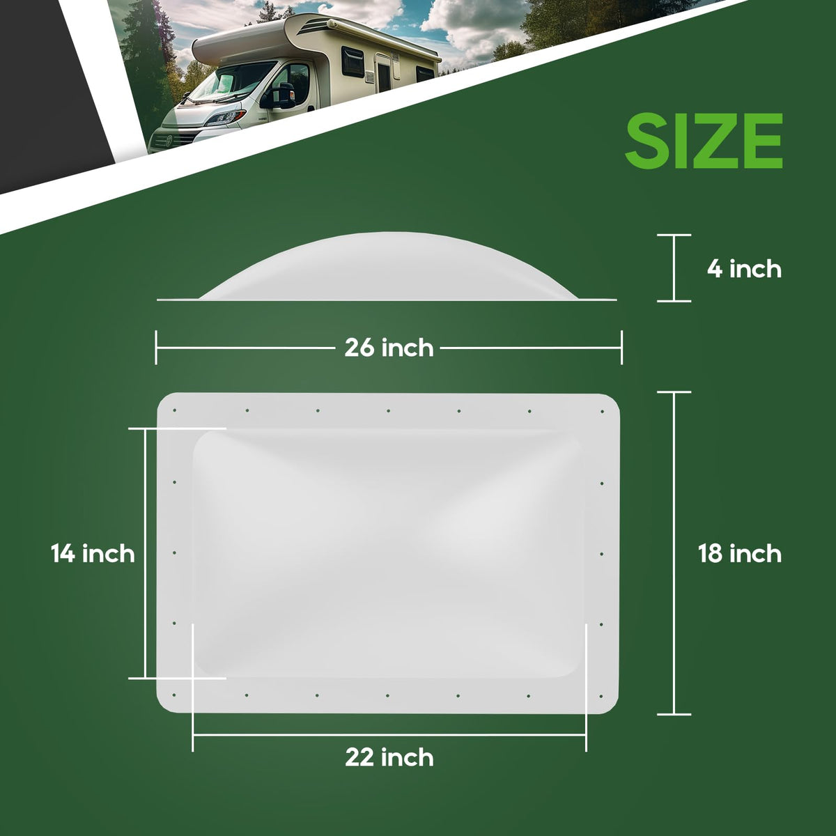 White 18" x 26" RV Skylight Replacement D245341