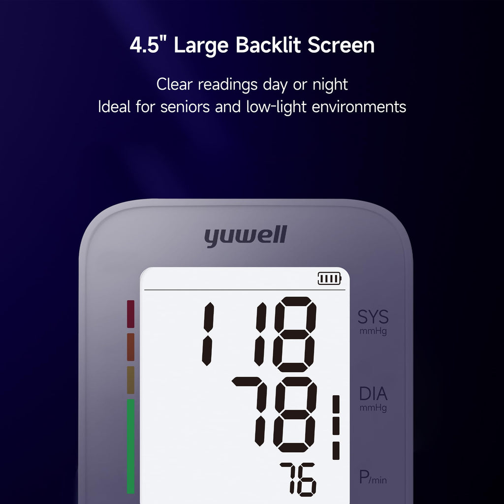 Upper Arm Blood Pressure Monitor with Adjustable Arm Cuff and Backlit Display K871713