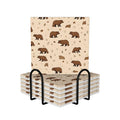 Square Cartoon Bear Ceramic Coasters Set of 6 W900972
