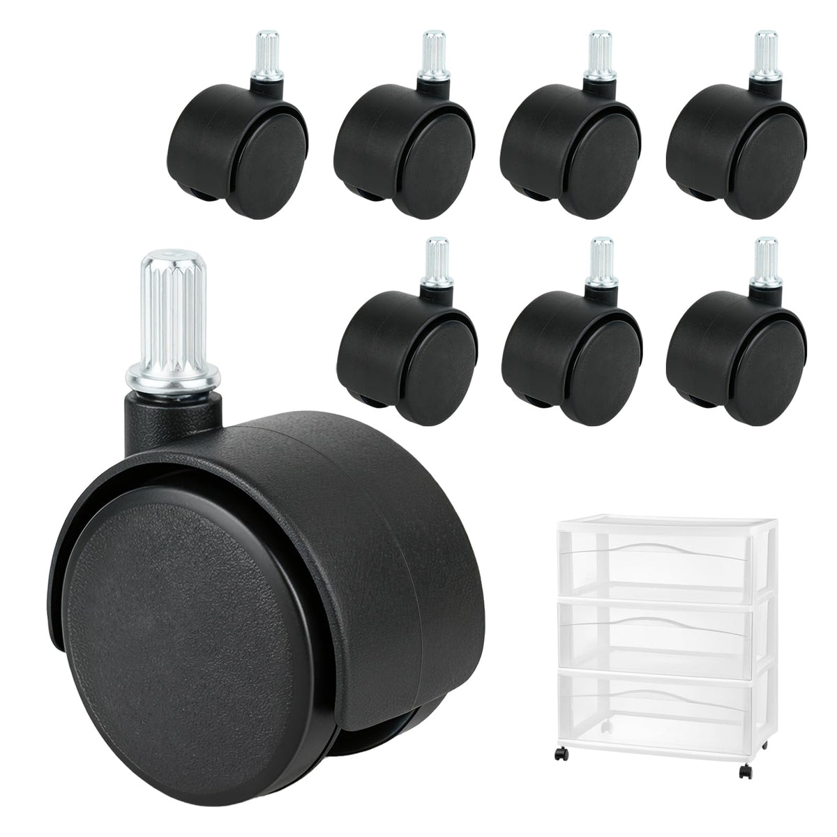 8PCS Replacement Casters for 3 Drawer Cart V8306