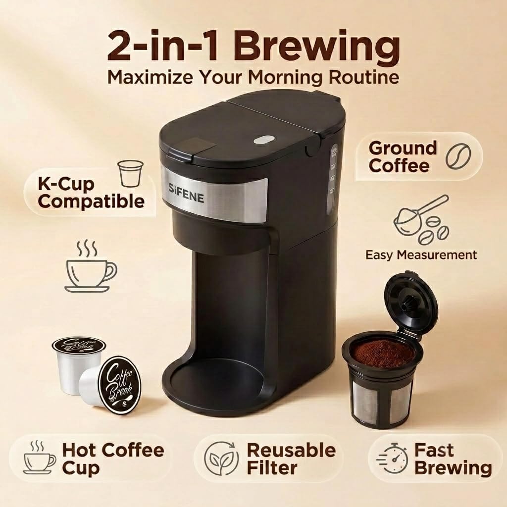 Single Serve Coffee Maker, K-Cup & Ground, Mini, BPA Free, Black G6621