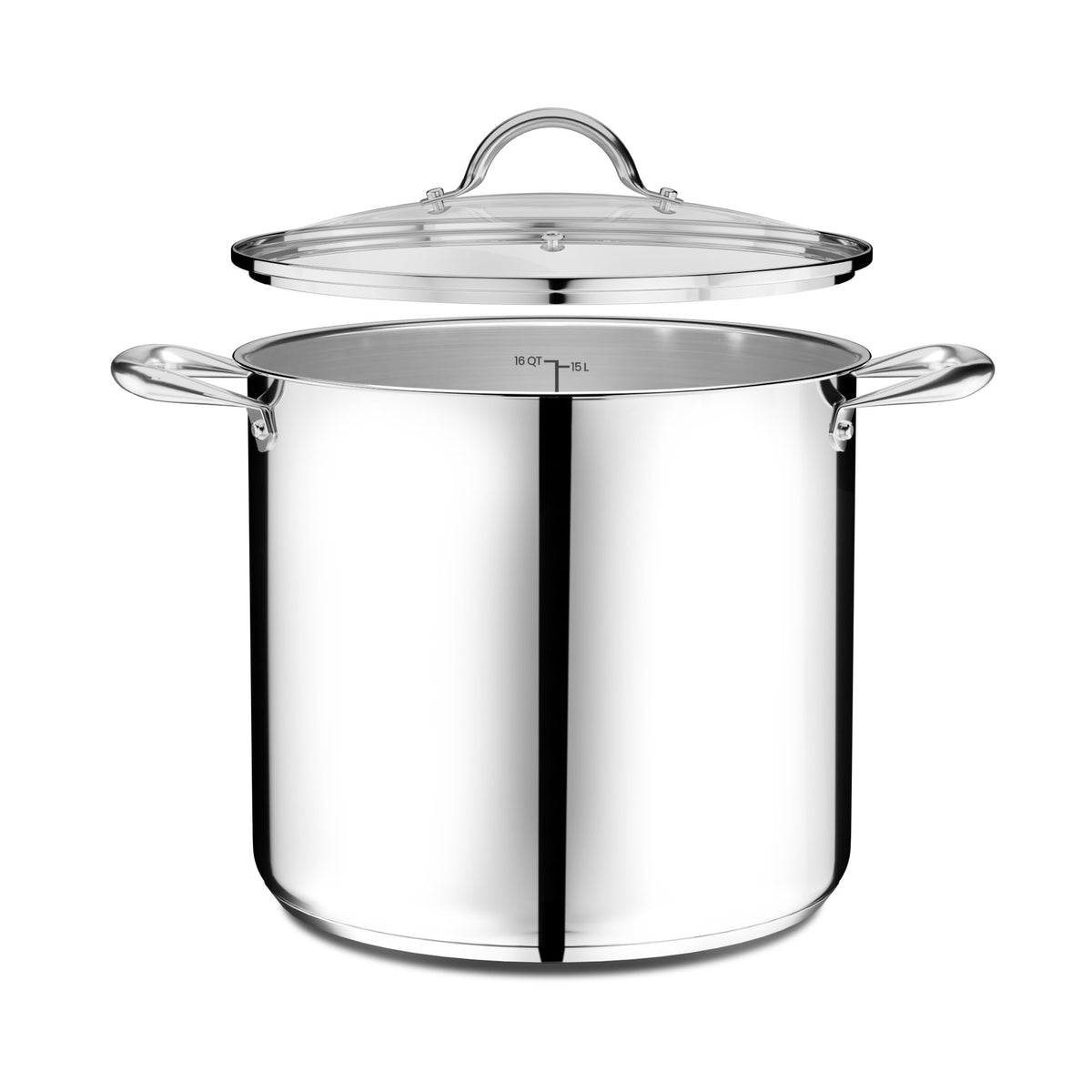 16 Quart Stainless Steel Stockpot with Tempered Glass Lid B9715