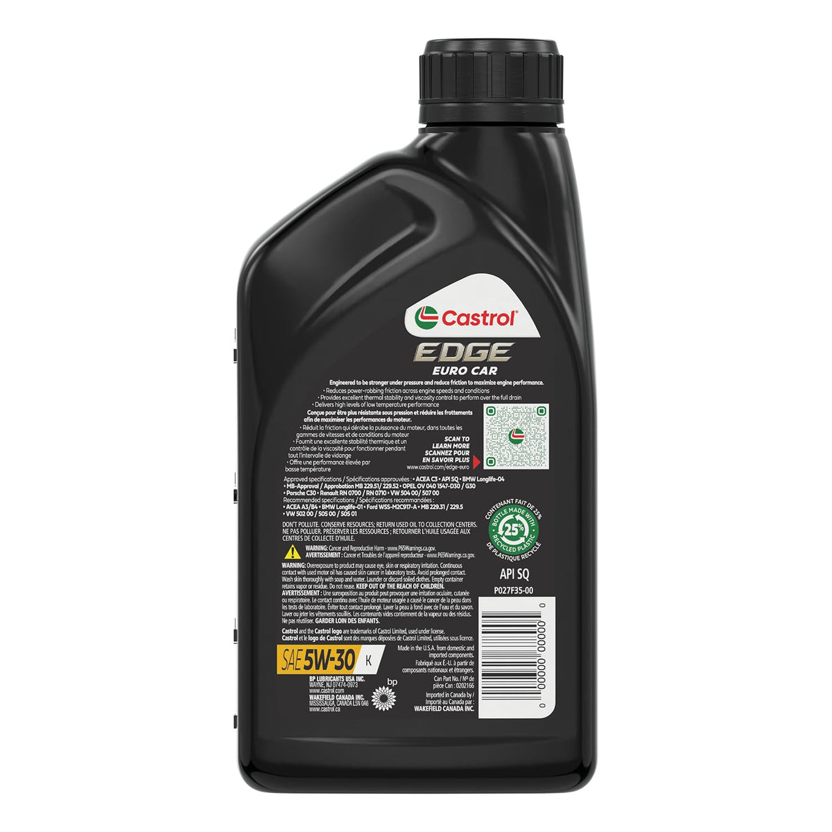 5W-30 Full Synthetic Motor Oil, 1 Quart, Pack of 6 H5531