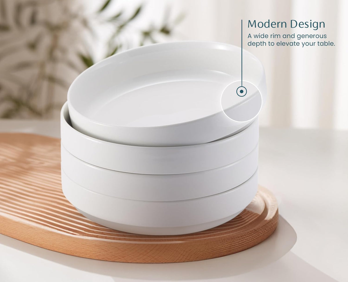 Ceramic Pasta Bowls Set of 4 White X94086
