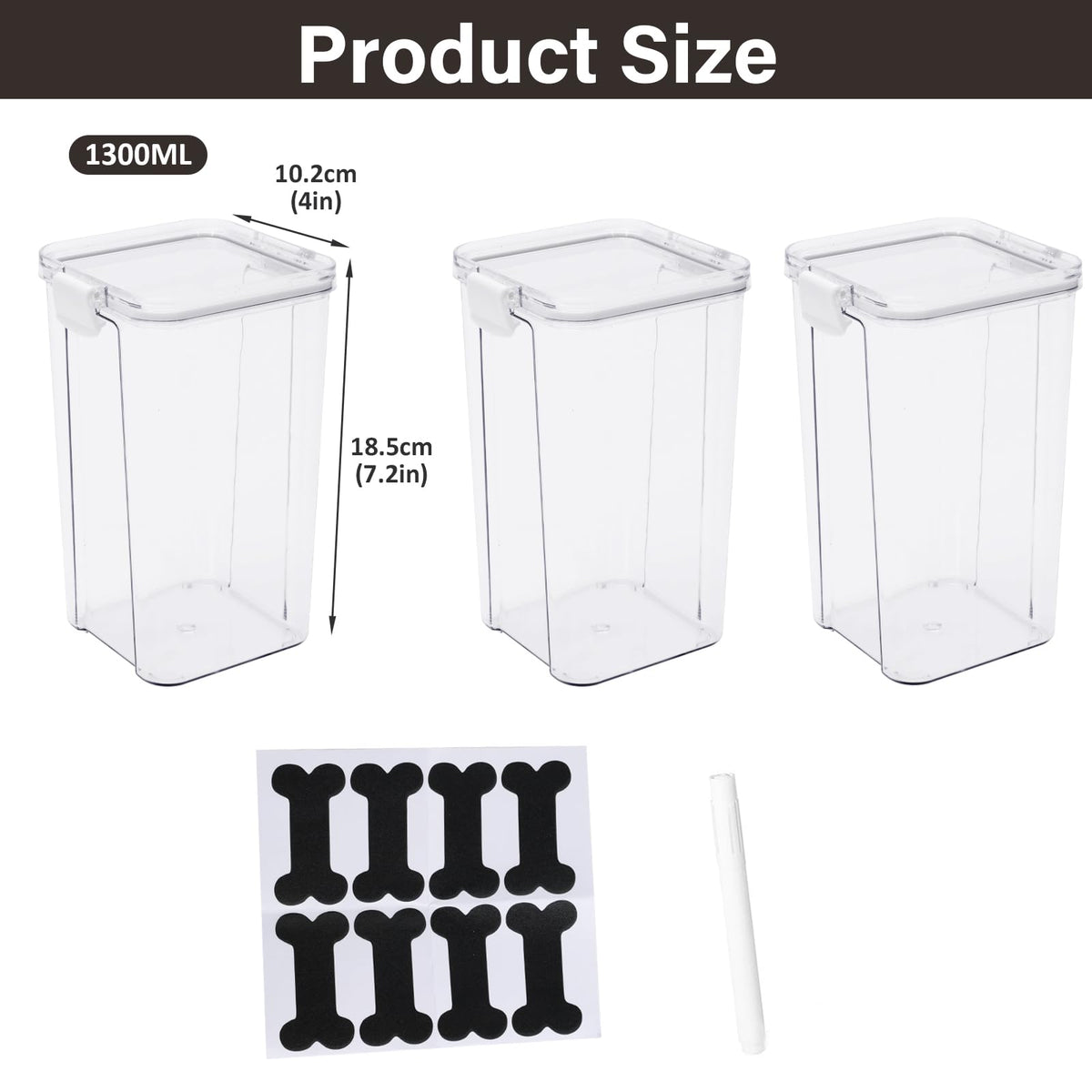 3 Pack Airtight Pet Food Storage Containers with Locking Clips P5270