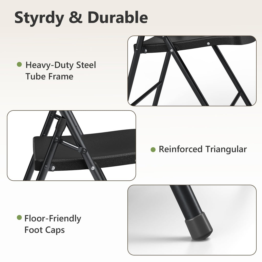 Black 6 Pack Plastic Metal Folding Chairs O288