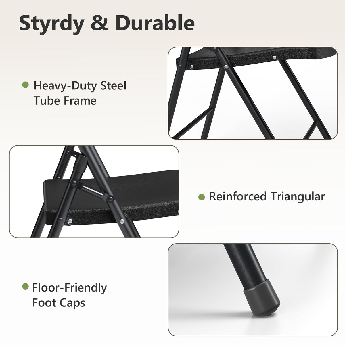 Black 6 Pack Plastic Metal Folding Chairs O288