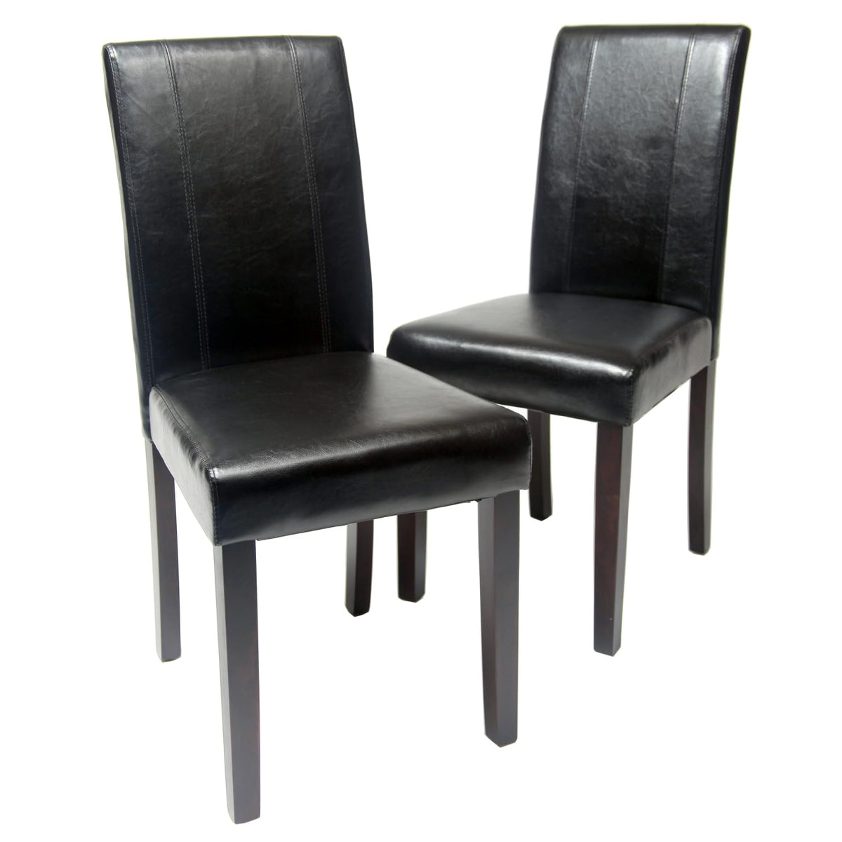 Black Faux Leather Parson Chair Set of 2 H40577