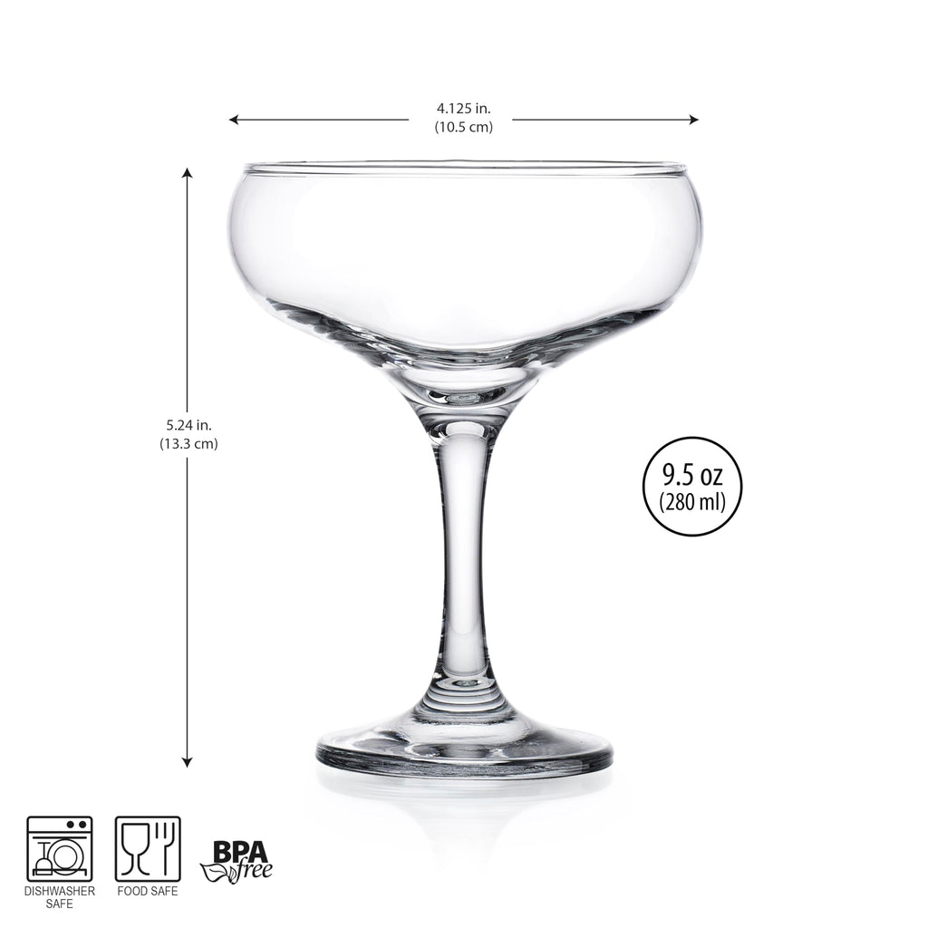 9.5 oz Coupe Cocktail Glasses Set 6 Pcs V39082