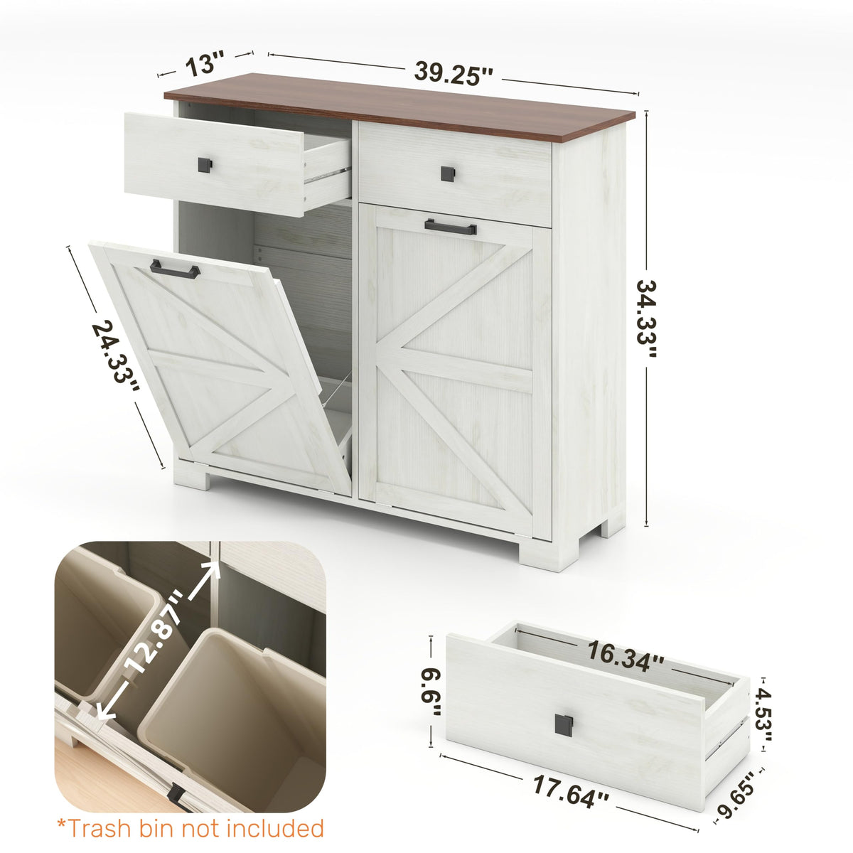 Double Tilt-Out Trash Cabinet for 2x10 Gallon Cans H701