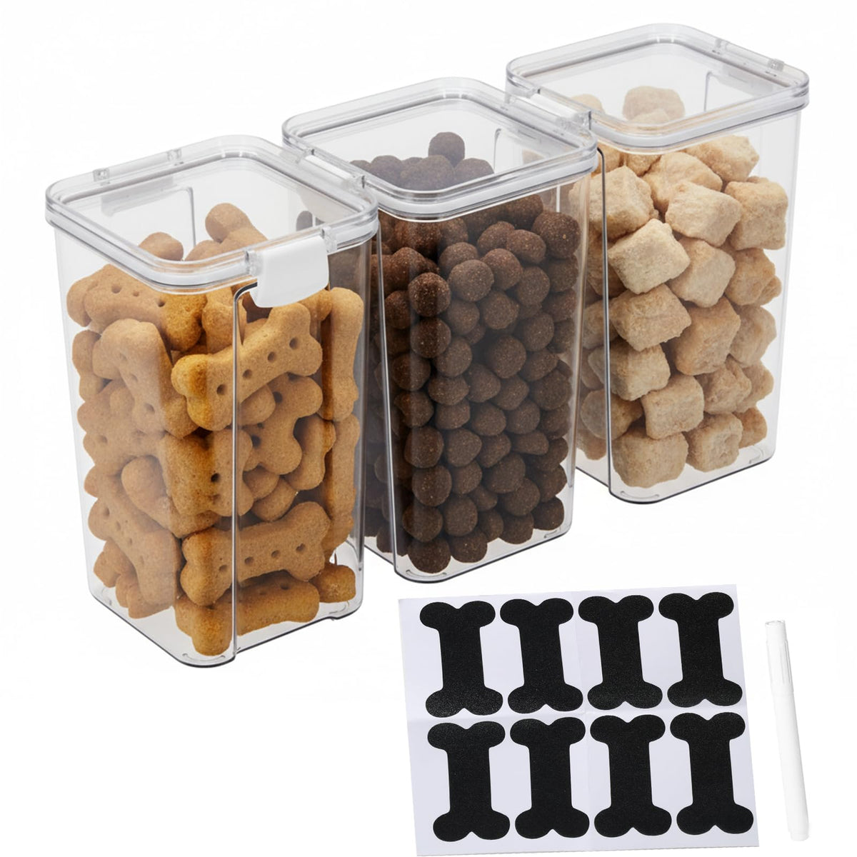 3 Pack Airtight Pet Food Storage Containers with Locking Clips P5270
