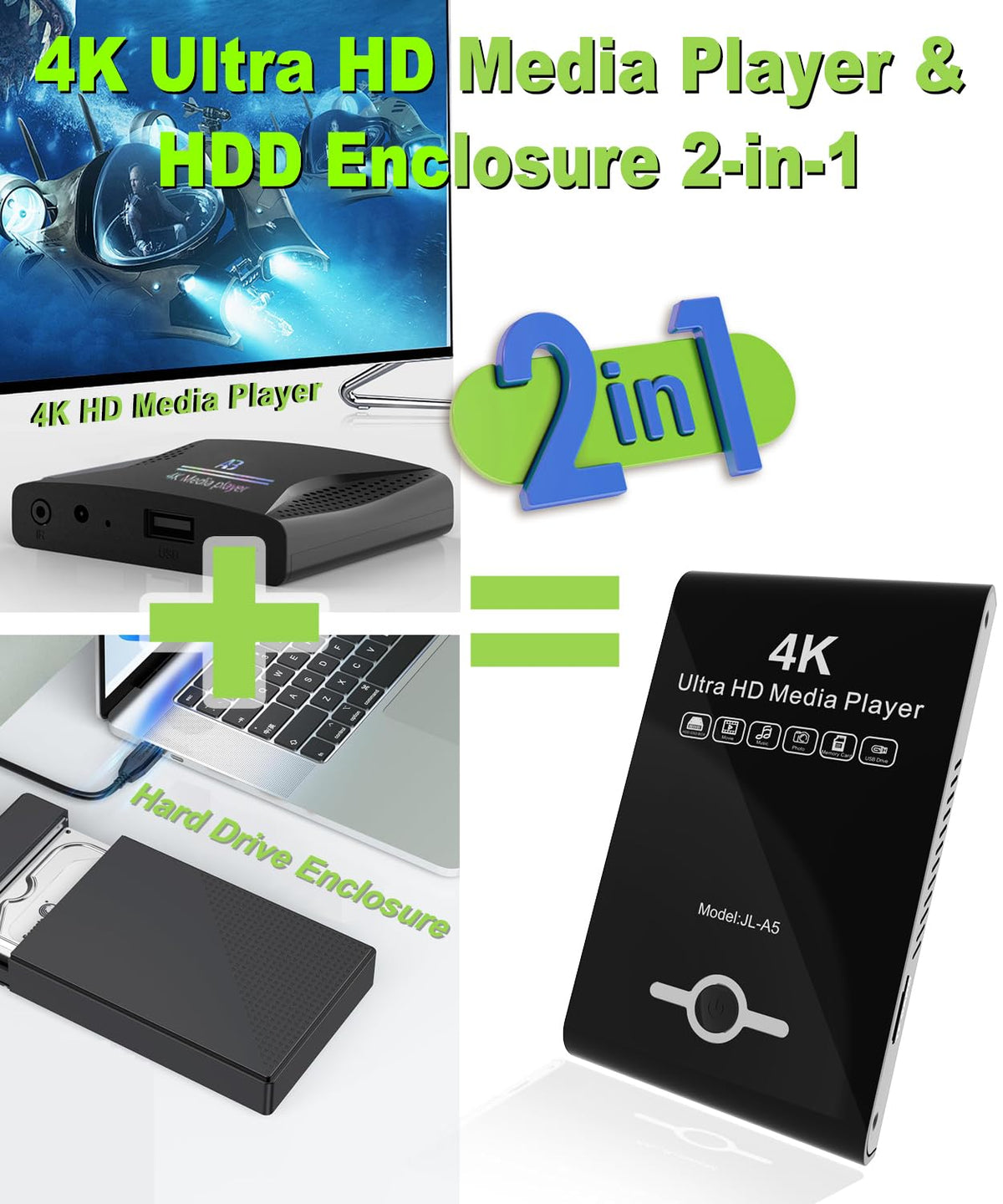 4K Ultra HD Media Player & HDD Enclosure 2-in-1 U228