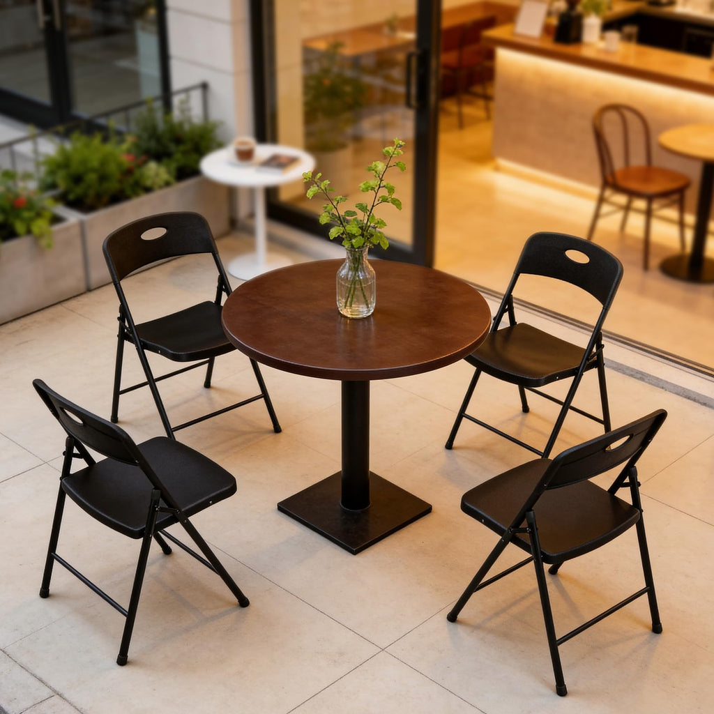 Black 6 Pack Plastic Metal Folding Chairs O288