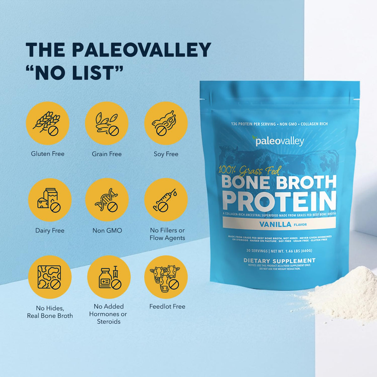 Grass Fed Bone Broth Protein Powder Vanilla P534