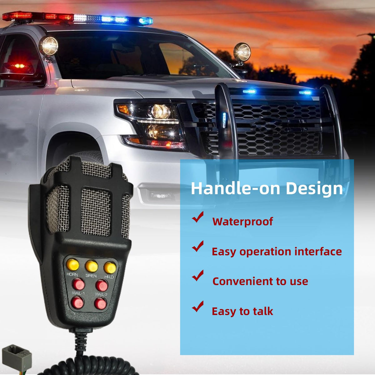 12V 100W 7 Tone Car Siren Horn Speaker with Microphone A211271