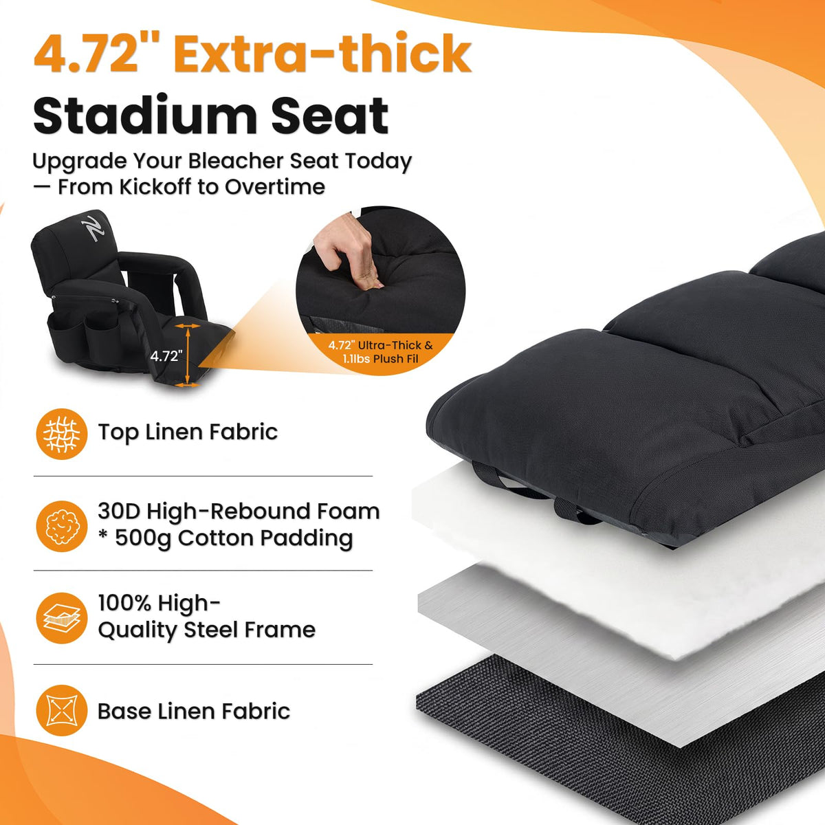 25in 2Pack Extra Thick Stadium Seat with Back Support X866807