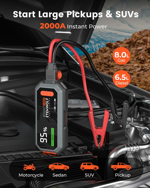 2000A Peak 12V Portable Car Battery Jump Starter Y873