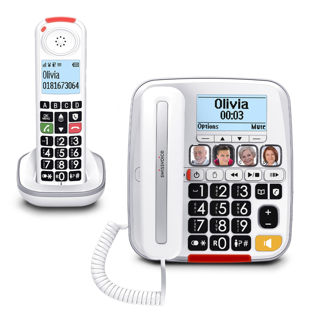 Big Button Phone with Answering Machine and Cordless Handset I77576
