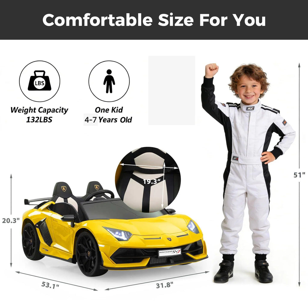 2-Seater Kids Ride on Car, 24V Electric Vehicle, Yellow L99781