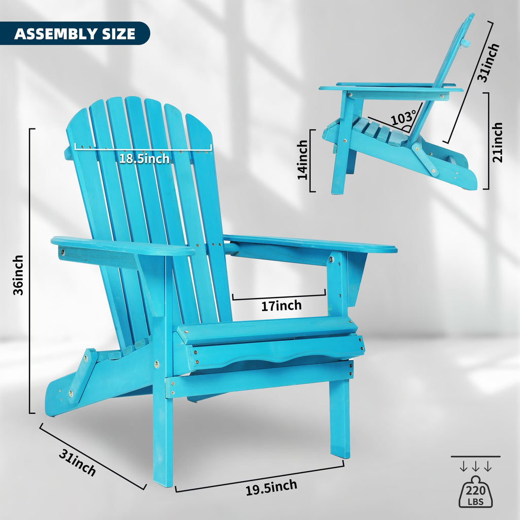 Solid Wood Folding Adirondack Chairs Set of 2 J15987