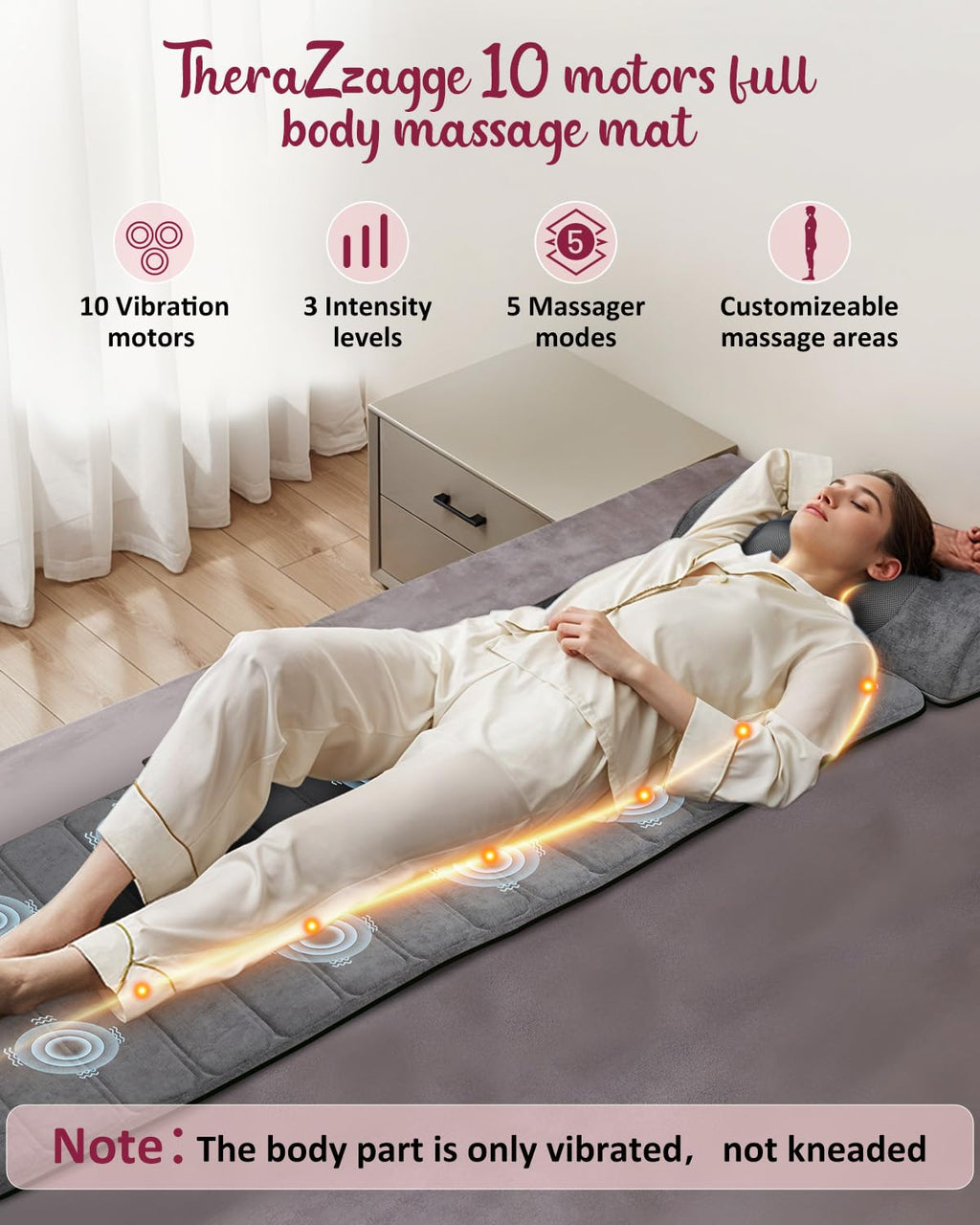 Full Body Massage Mat with Heat Detachable Neck Massager 10 Vibrating Motors K938475