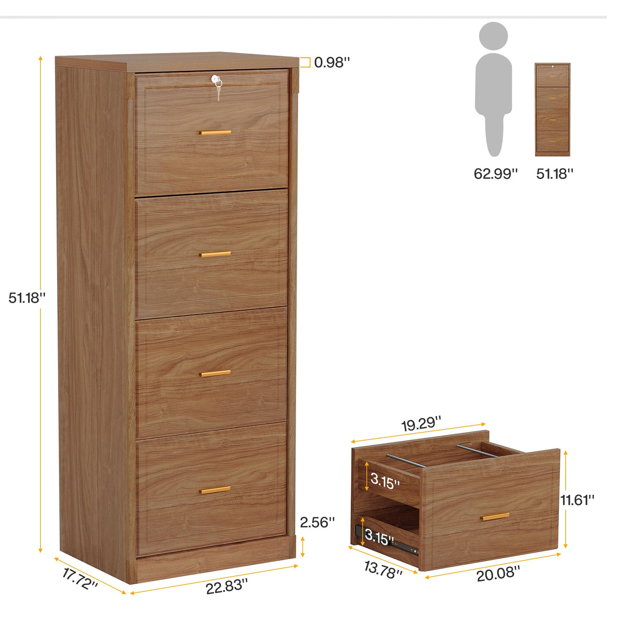 4 Drawer File Cabinet with Lock K8843