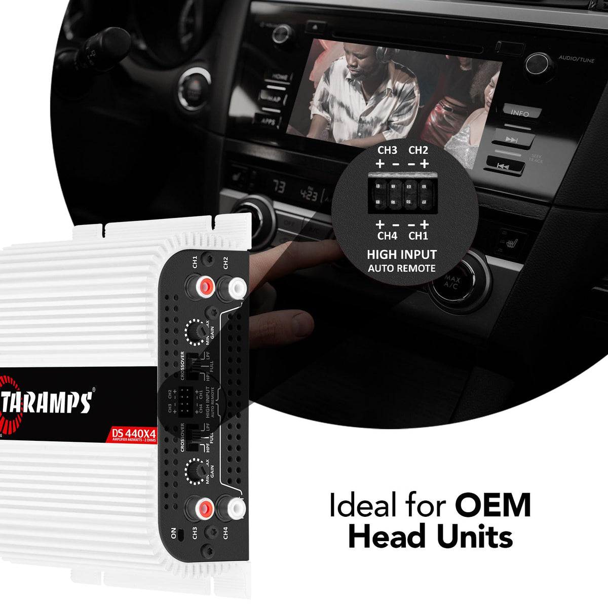 2 Ohms 440W RMS 4-Channel Car Stereo Amplifier F4143