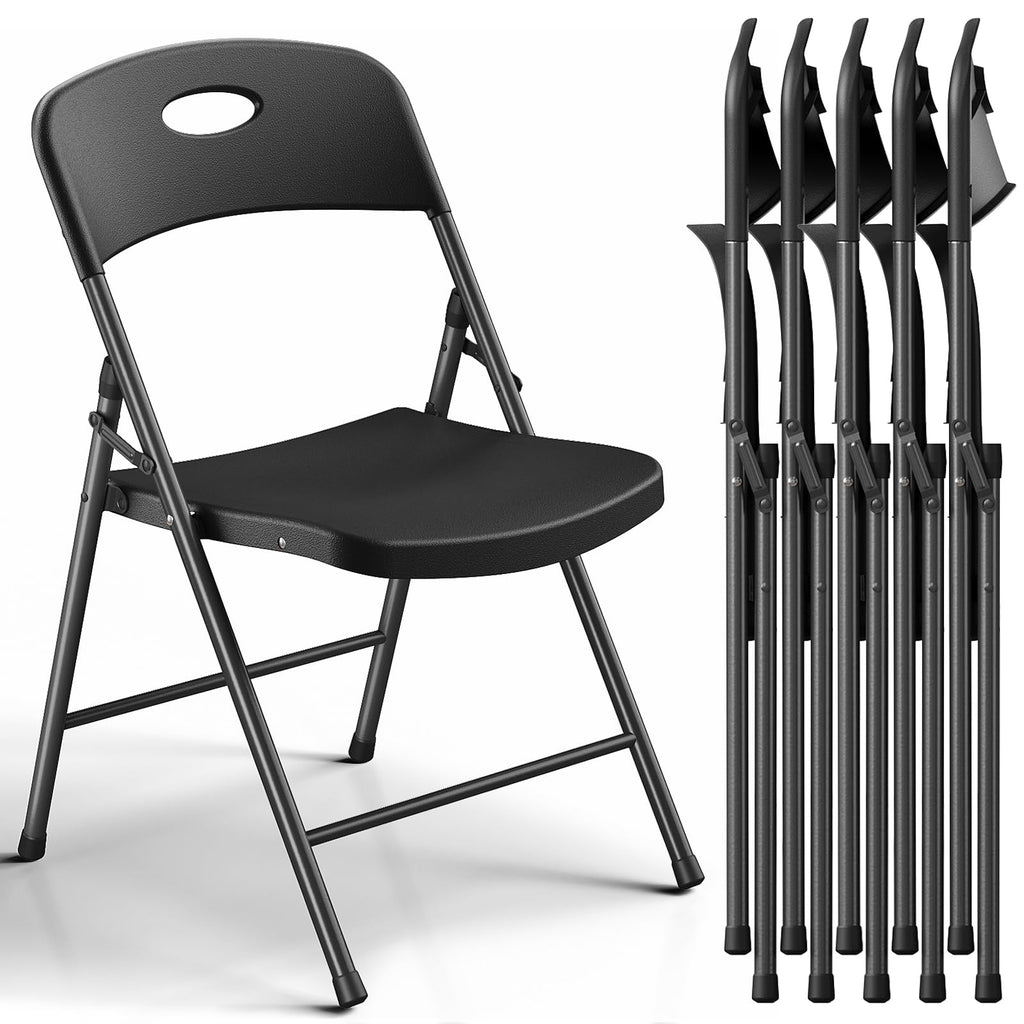 Black 6 Pack Plastic Metal Folding Chairs O288