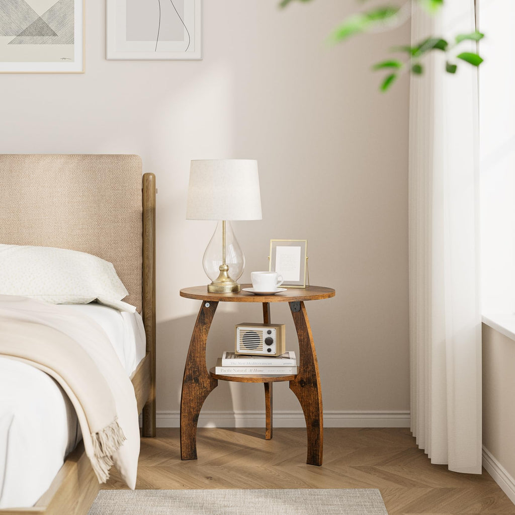 2-Tier Round Wood Side Table K197833