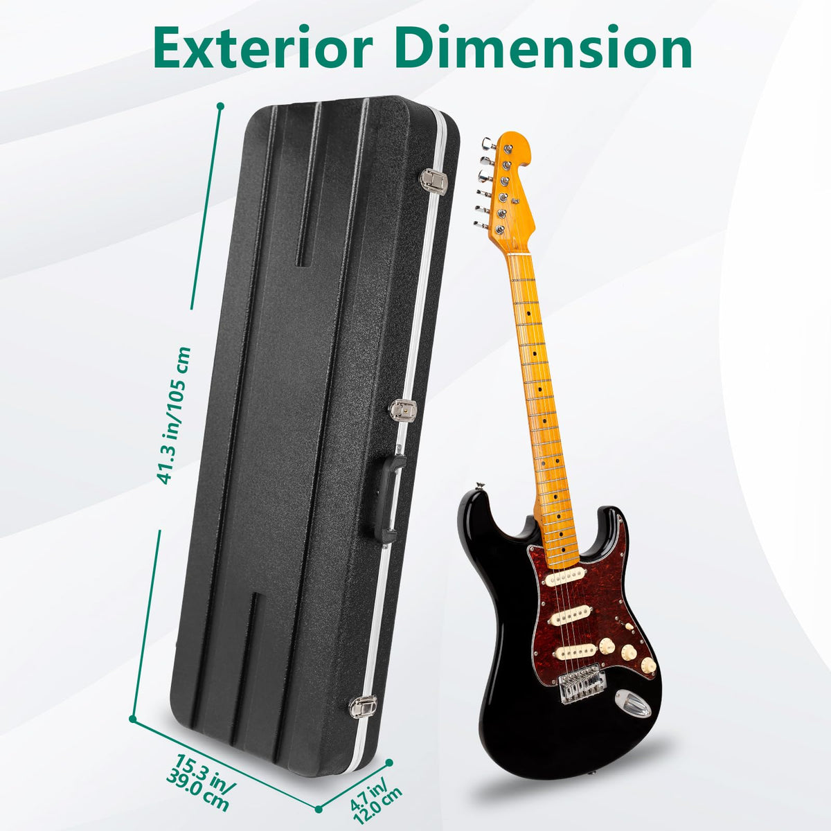 ABS Electric Guitar Hard Case 1.1 Inch Foam Plush Interior Black S7698