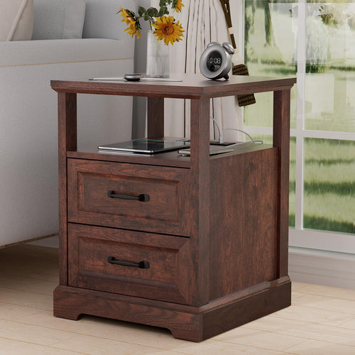 18'' Wood Nightstand with Charging Station G2720