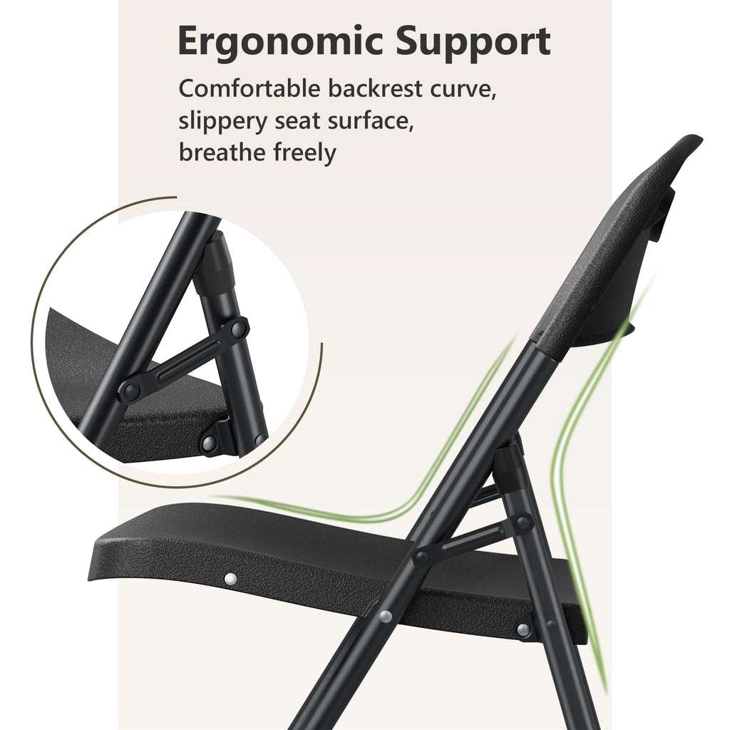Black 6 Pack Plastic Metal Folding Chairs O288