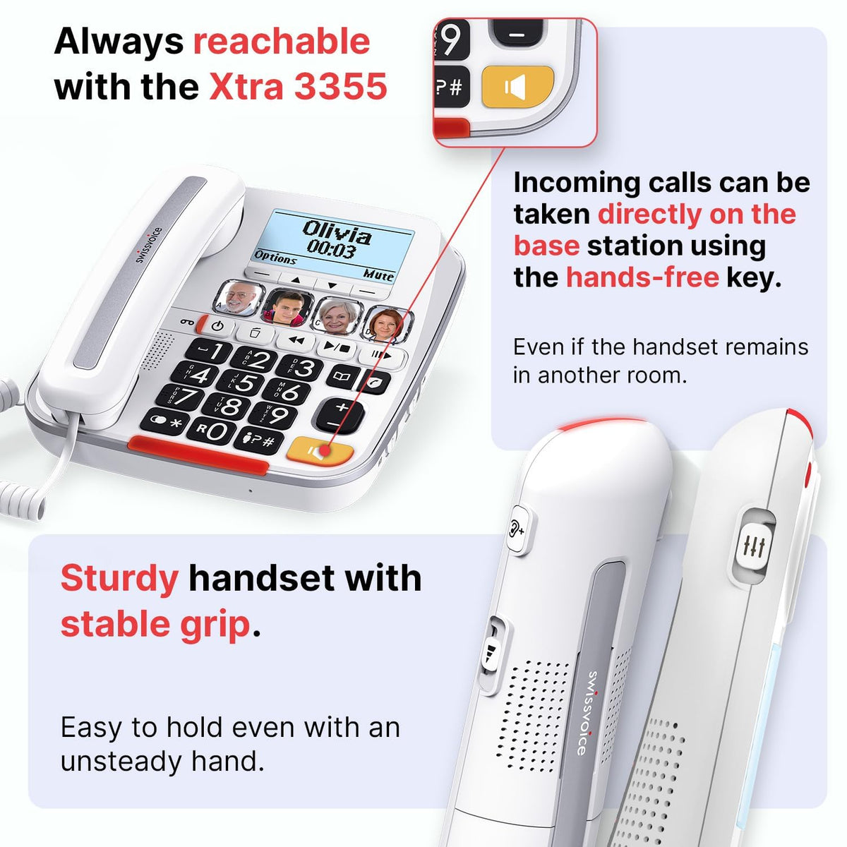 Big Button Phone with Answering Machine and Cordless Handset I77576