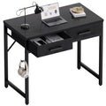 32 Inch Small Computer Desk with 2 Drawers Black D4374