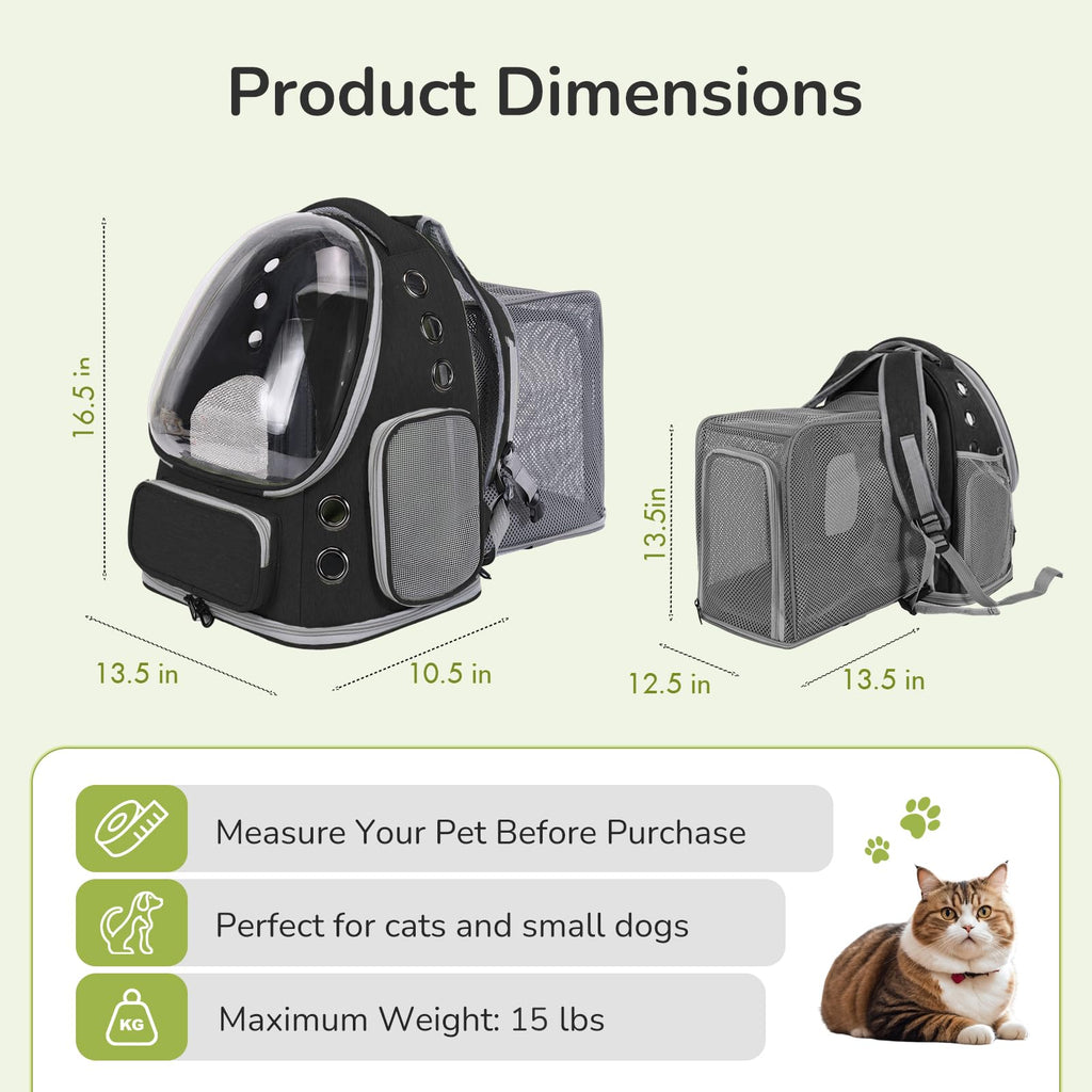 Black Expandable Cat Backpack Carrier G814
