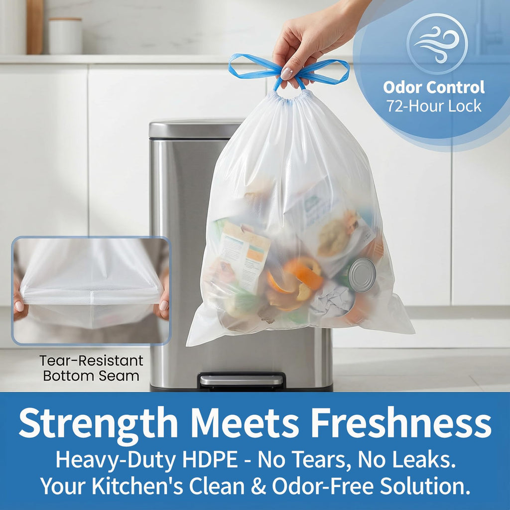 4 Gallon Drawstring Unscented Trash Bags 120 Count M40489